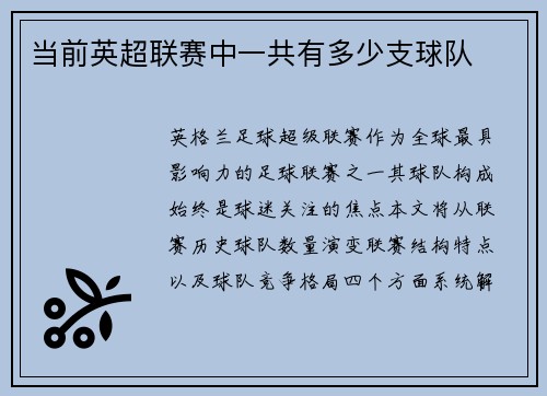 当前英超联赛中一共有多少支球队