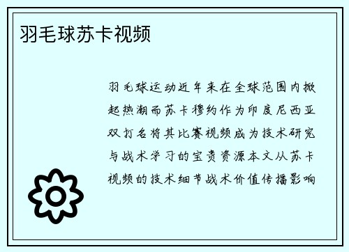 羽毛球苏卡视频